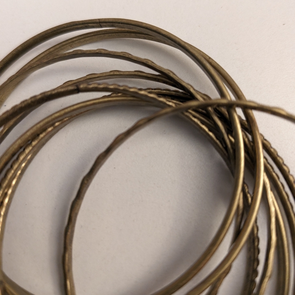 9 Bangle Bracelet Interlocking Stack - 3 Solid, 3… - image 2